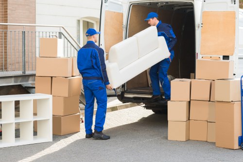 Packed moving boxes and furniture ready for removals in Richmond upon Thames