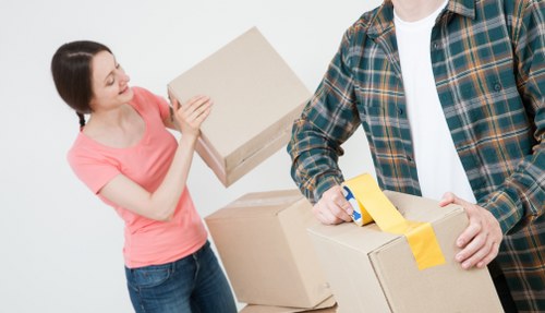 Office packing boxes and storage materials for business relocation
